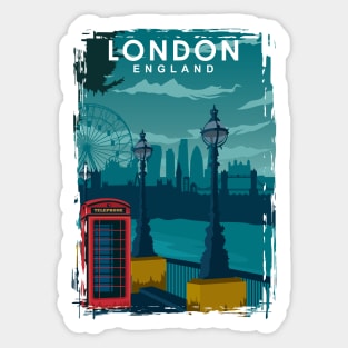 London Travel Poster with the skyline and more Sticker